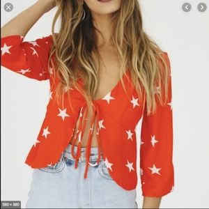 Red Open Tie Star Shirt